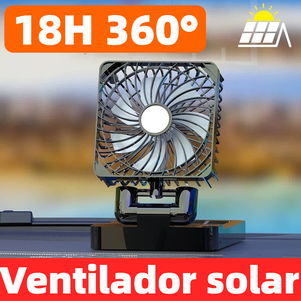 Ventilador Dobrável Vento Forte9W Carregamento Solar e USB Casa e Carro 3 Velocidades Adesivo Fixação BMAX F1641