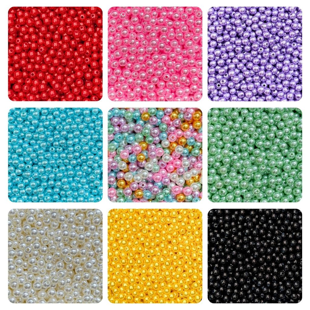Pérola 6mm ABS 100 Unidades Miçanga Inteira Furo Passante Artesanato Bijuteria