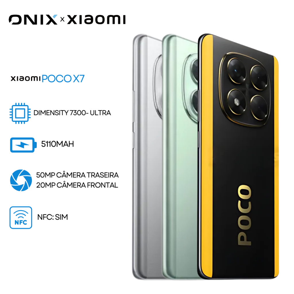 Xiaomi Poco X7 5G, Câmera 50MP, Processador Dimensity 7300-Ultra, Versão Global 256GB/8GB RAM, 512GB/12GB RAM