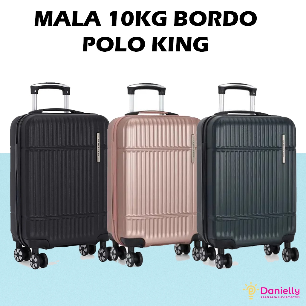 Mala Bordo polo king 10kg ANAC com Rodas Duplas 360° e Cadeado – Viagem Avião