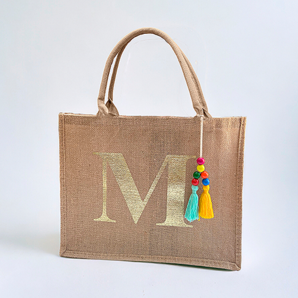 Bolsa De Praia Feminina Personalizada Com Sua Letra Inicial Bolsa De Juta Transversal