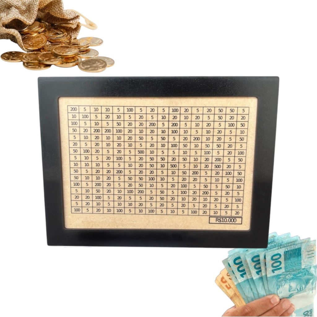 Cofrinho Cofre Guardar Dinheiro Caixa Woodbox 10mil