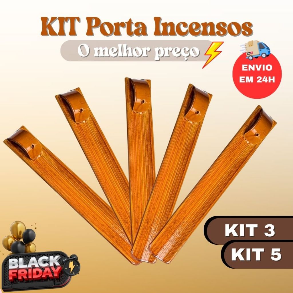Kit Porta Incensos de Madeira Natural Envernizado