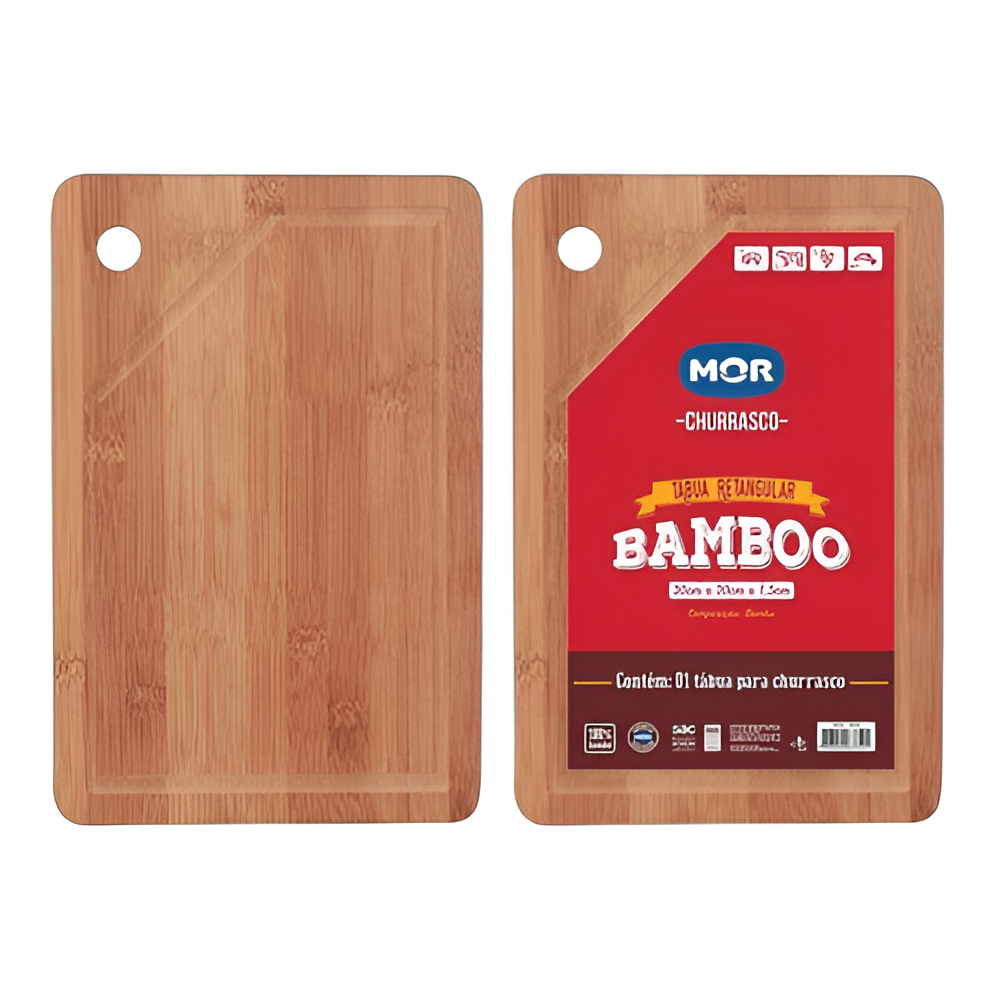 Tabua de Cortar Retangular De Carnes Bambu Mor 30x20 Oferta Churrasco Cozinha Corte