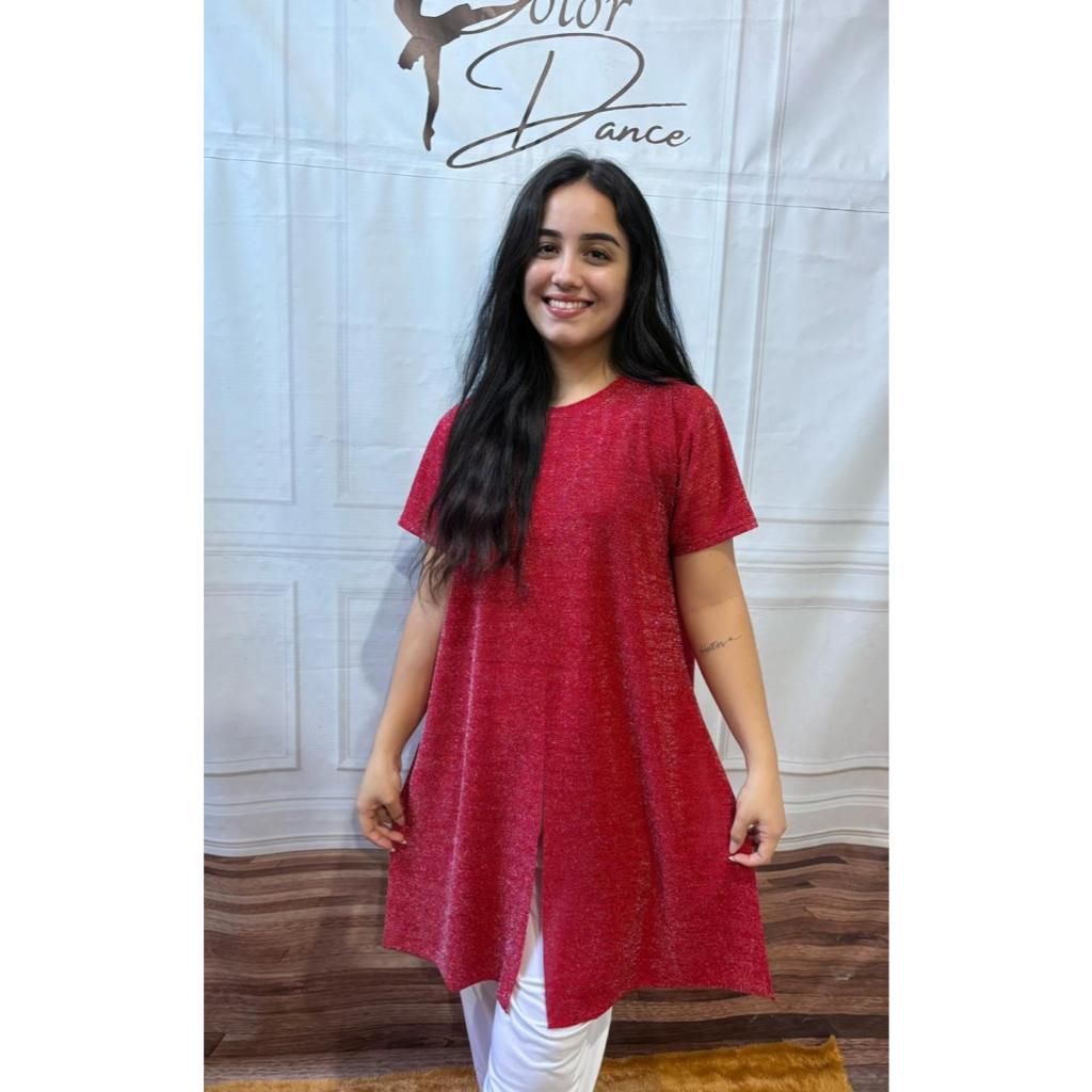 PROMOÇÃO Bata Feminina Gospel de Lurex vestes de  luxo Vermelho Páscoa