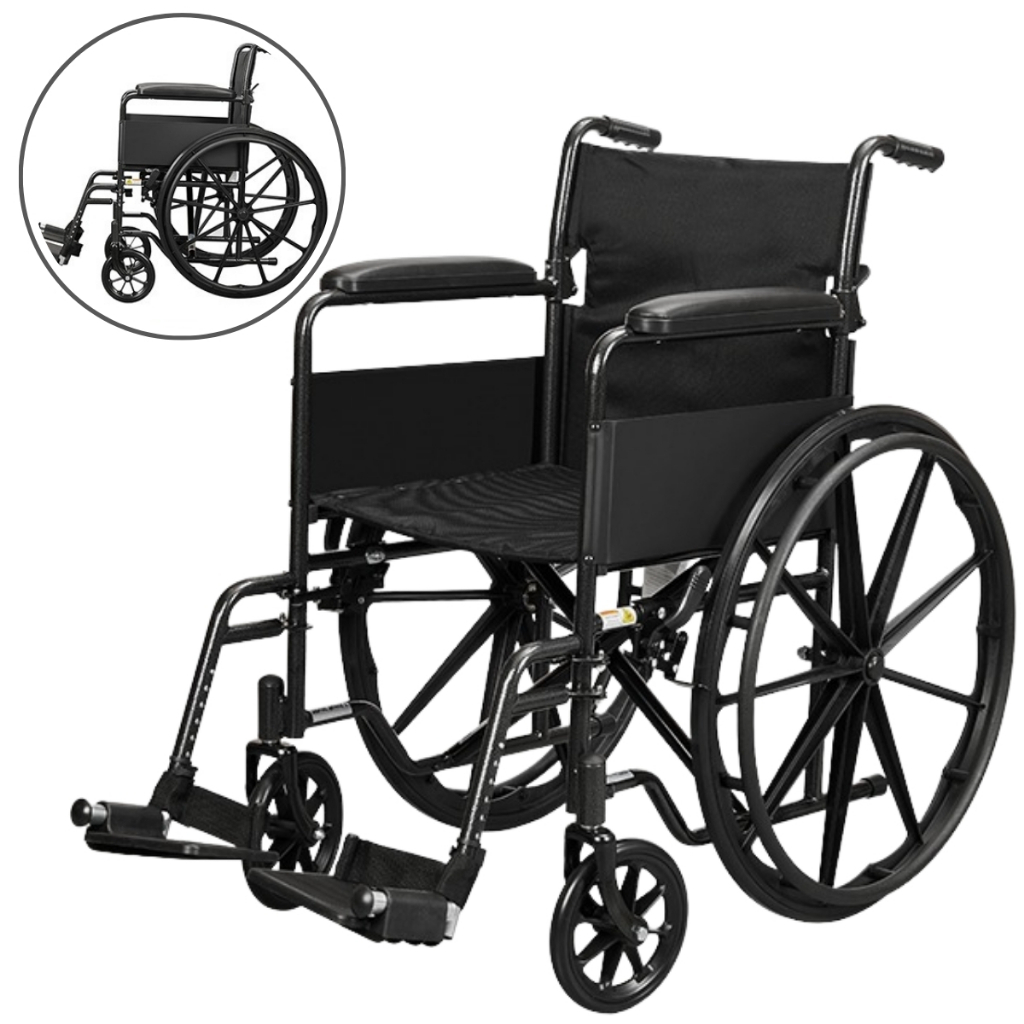 Cadeira De Roda S90 Conforto Mobilidade Aço Carbono Compacta Resistente