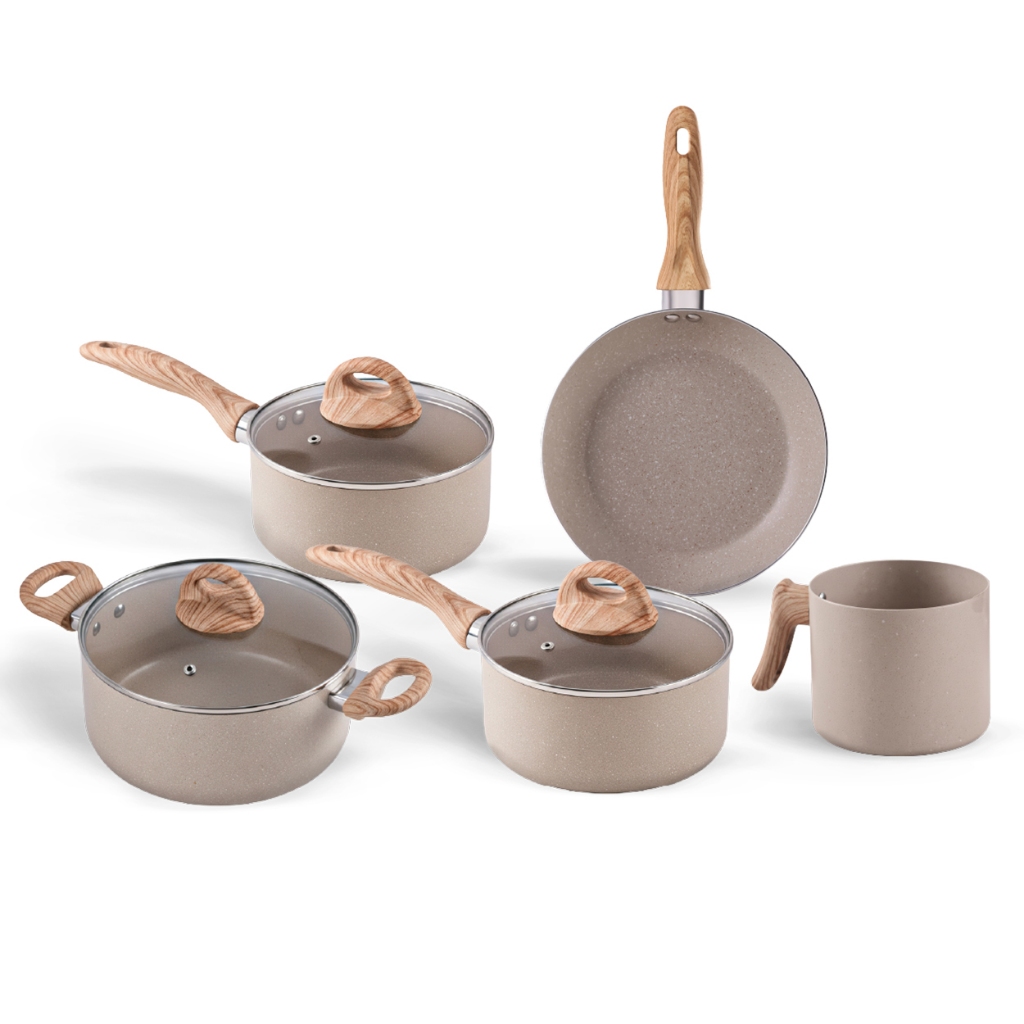 Jogo de Panelas Brinox Ceramic Life 5 peças Smart Plus Areia - Com Indução