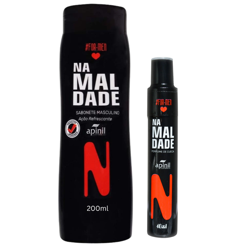 Kit Sabonete Íntimo 210ml + Perfume de Cueca 40ml Masculino Mais Amor Enlouquece Na Maldade Apinil