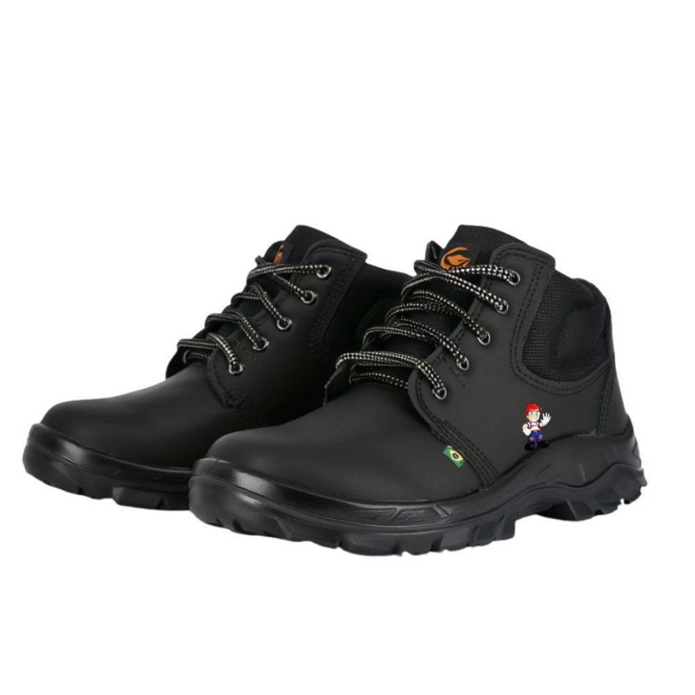 Botina Nobuck Preta PS-139 Bico PVC Unissex - Segurança e Conforto Profissional