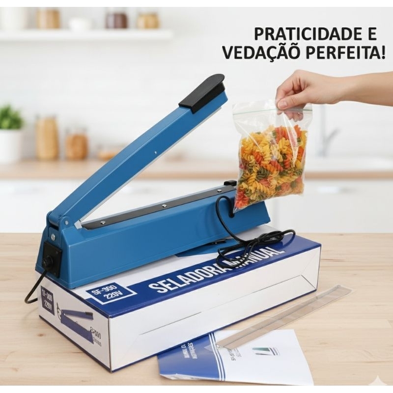 Seladora Manual Portátil 30cm 300W 8 Níveis de Temperatura Selar Embalar Plásticos Lanmax 110/220 V Seladora Manual Lanm