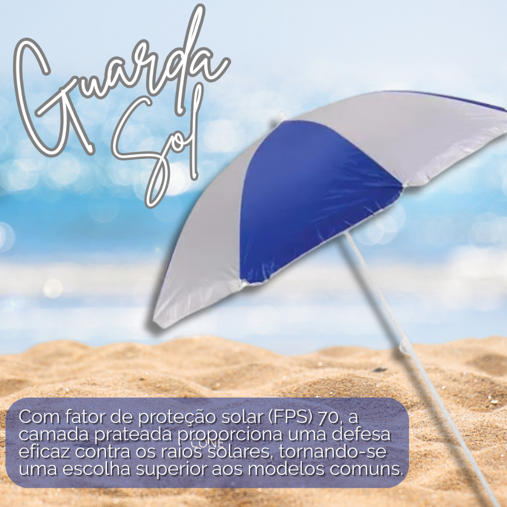 Guarda Sol Praia Piscina Pesca Grande Impermeável Sombrinha Azul 1.80m