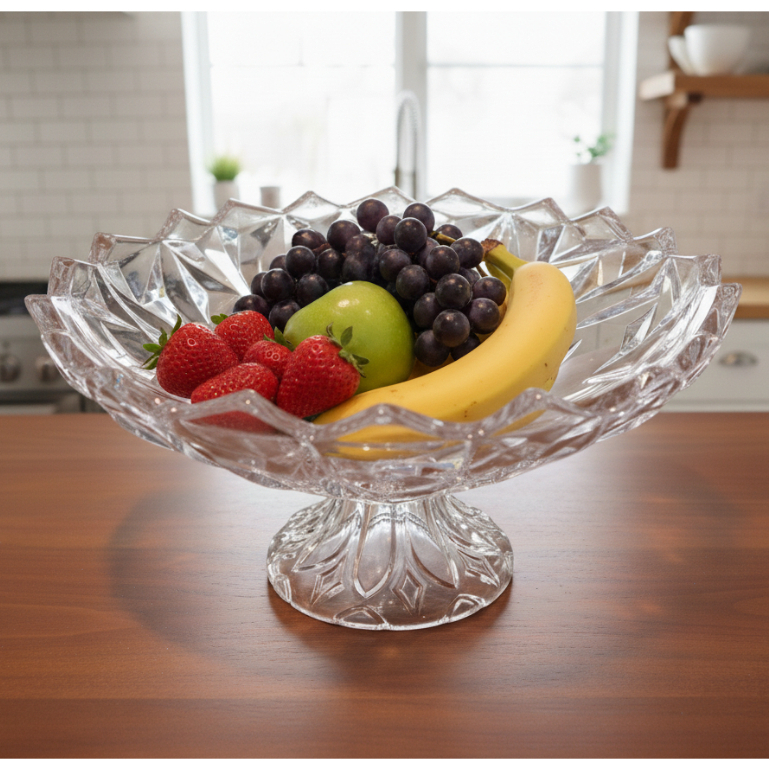 Fruteira Diamante Verdureira Decorativa Festas Aniversários Bancada 25cm Cesto Frutas Doces Acrílico