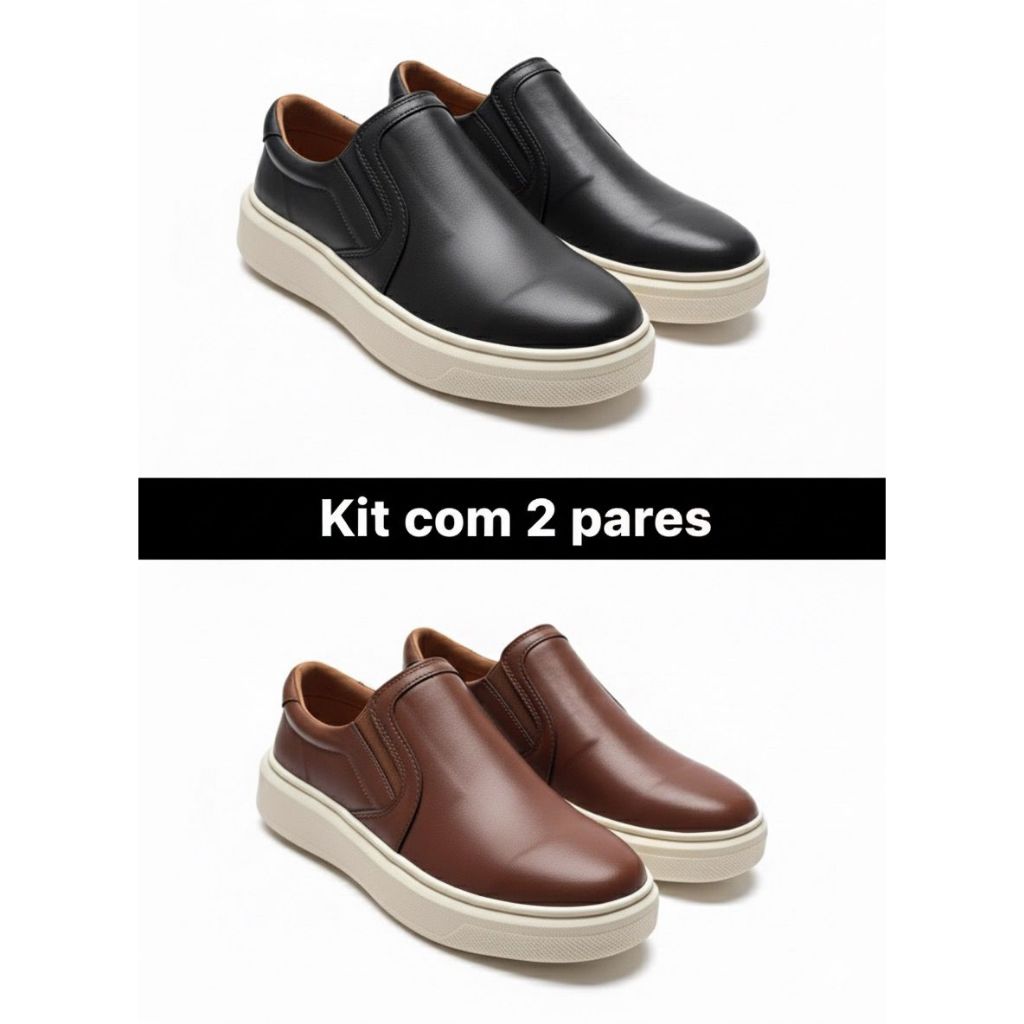 kit 2 pares de Iate slip on masculino casual calce facil