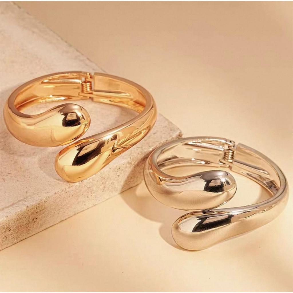 Pulseira Feminina Gota Brilhante – Dourada ou Prateada – Joia Elegante de Luxo
