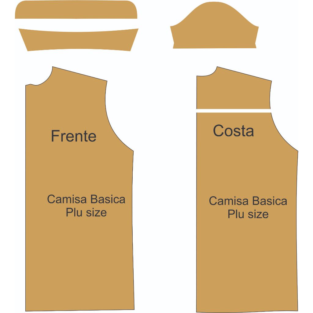 Molde Camisa Plu Size, ,molde de camisa social masculina, em papel Kraft 80 gr.