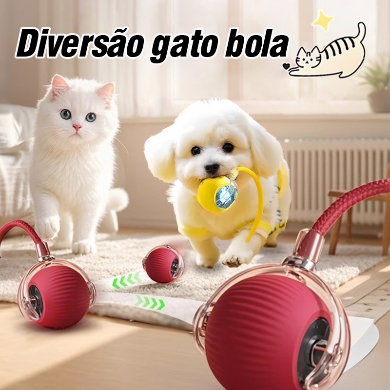 Kit 2 Unidades Bola de Brinquedo para Gato Automática Recarregável com Cauda Inteligente