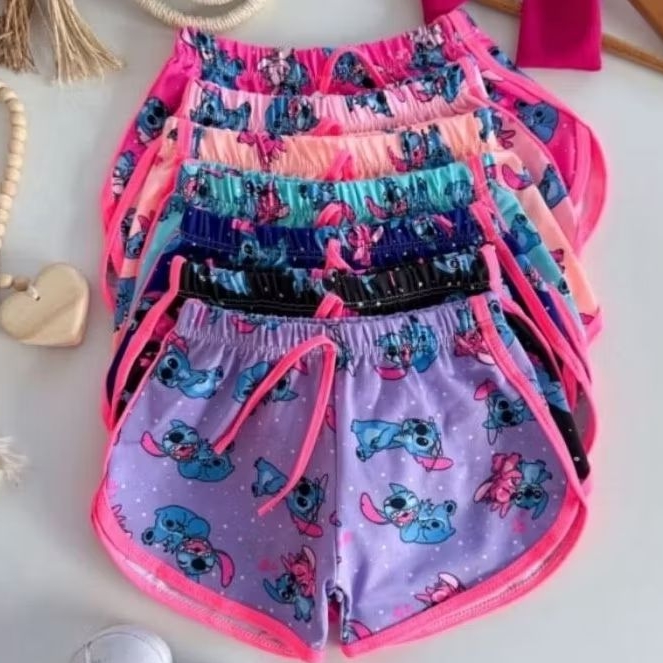 Kit com 3 shorts  feminino infantil menina  estampados