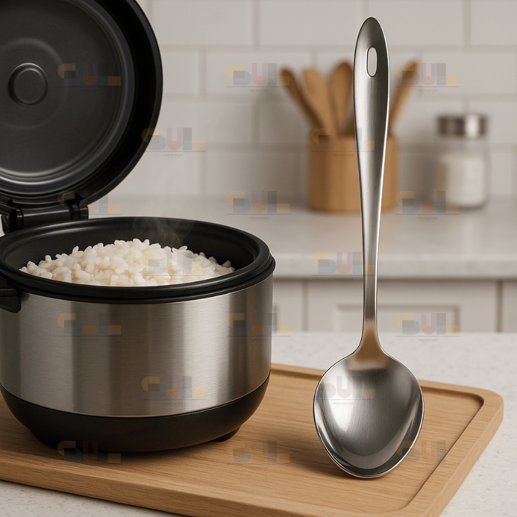 Colher Para Servir Arroz Grande 31cm Aço Inox Multiuso Universal Utensilios de Cozinha