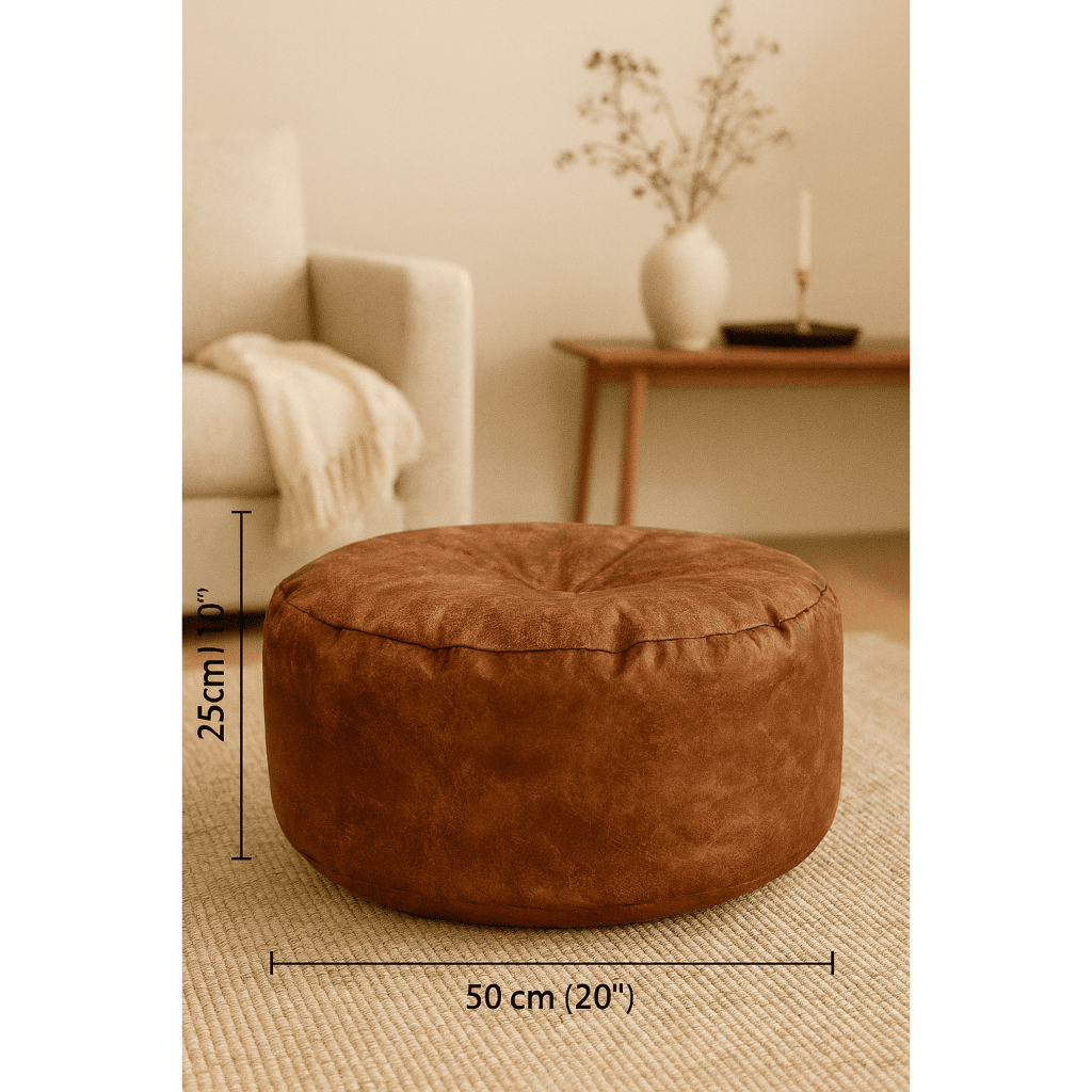 Puff Decorativo Sala De Estar Redondo Descanso Pés 50x25