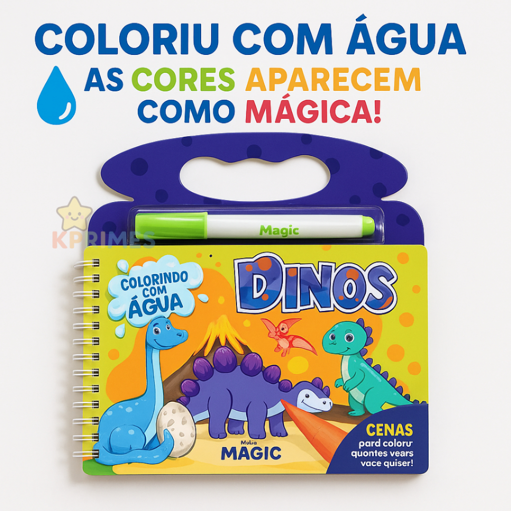 Livro Aquabook Infantil Dino Espaço Animais Oceano Pinte com Água Educativo Reutilizável Magicas
