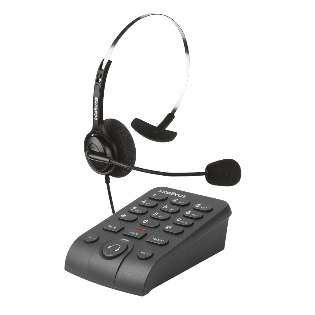 Telefone headset Fixo Telemarketing HSB 40 Intelbras com discador