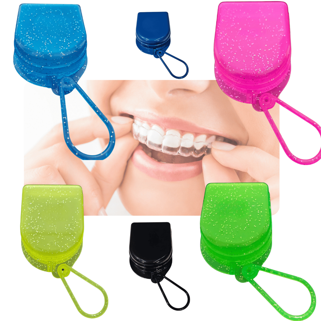 Caixinha Para Aparelho Móvel Ortodôntico Placa Bruxismo Protetor Bucal  Próteses Clareamento Com Glitter