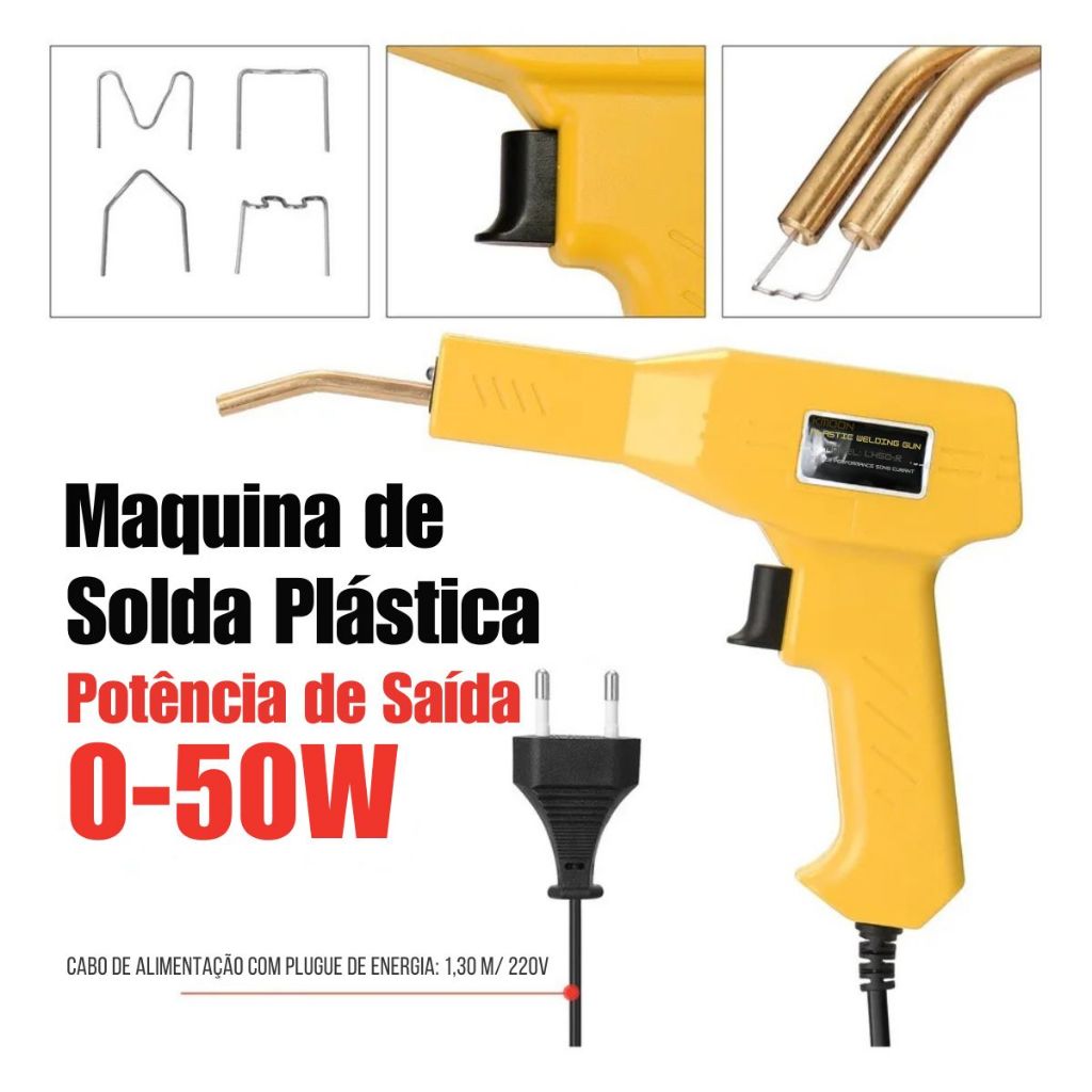 Pistola de Solda 110v Kit de Reparo Para-choque Farol Carro 200 Grampos