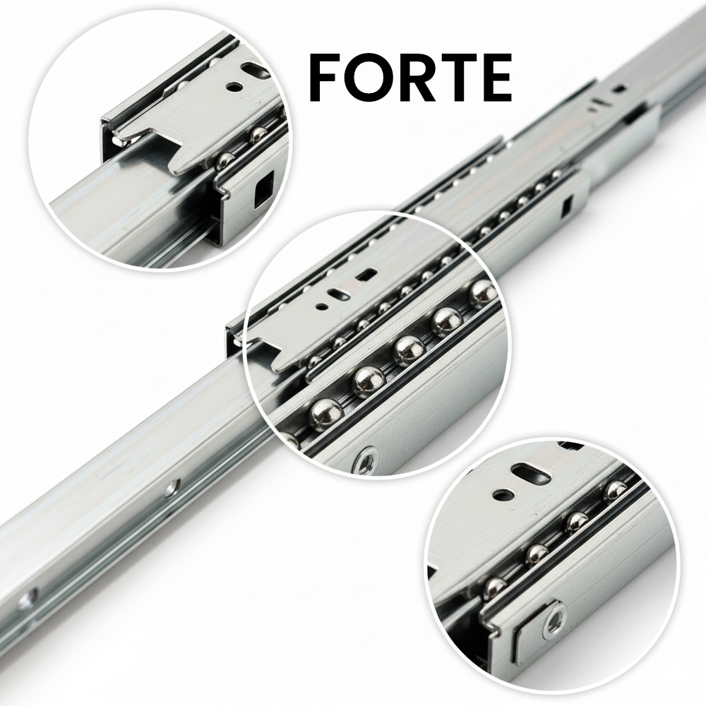 Kit Corrediça Telescópica Reforçada Par 300mm 350mm 400mm 450mm 500mm Gaveta Deslizante Resistente