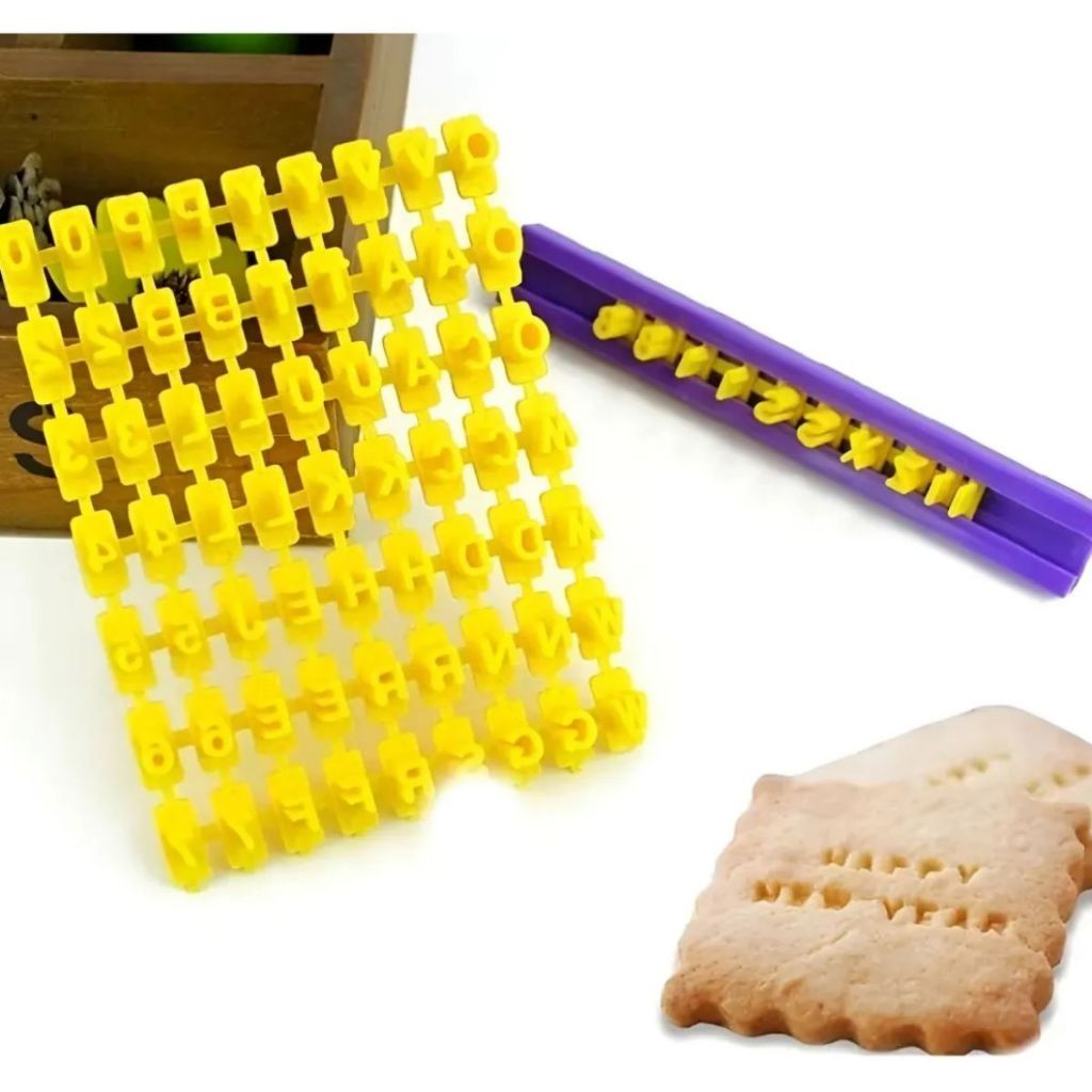 Carimbo Mini Marcador Numero Letra Biscoito Pasta Americana