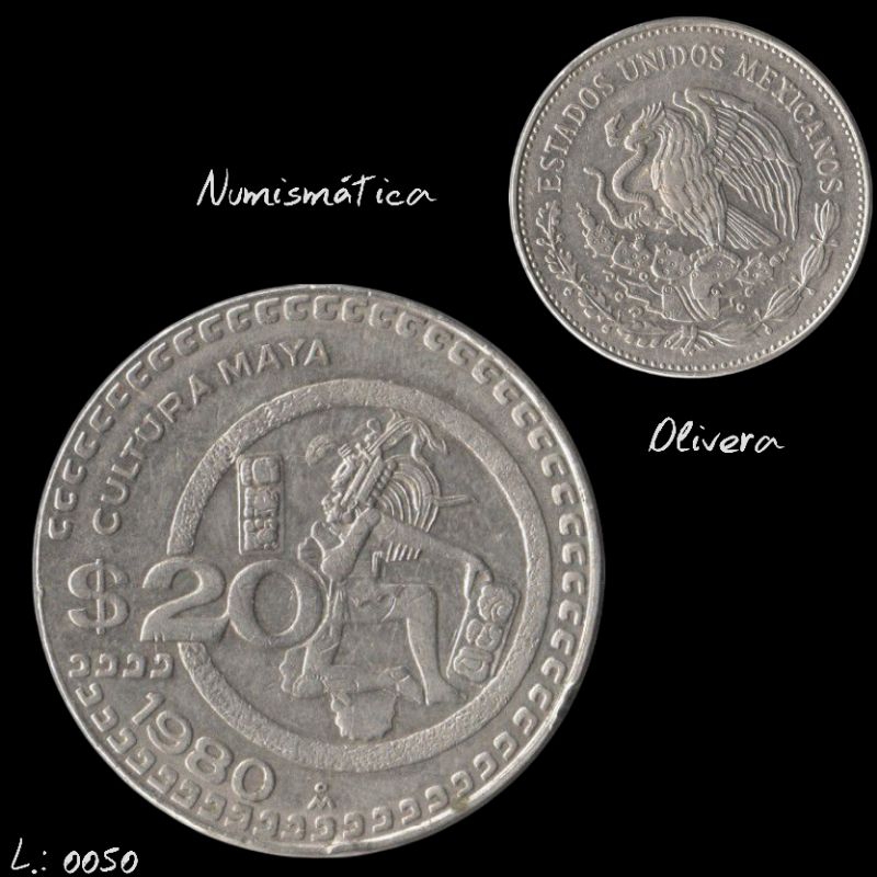 L.: 0050 - Moeda estrangeira México 20 pesos.