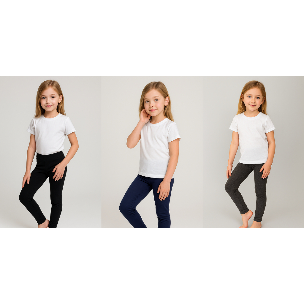 KIT 3 LEGGING INFANTIL FEMININA ESCOLAR SUPLEX LISAS 4 AO 16