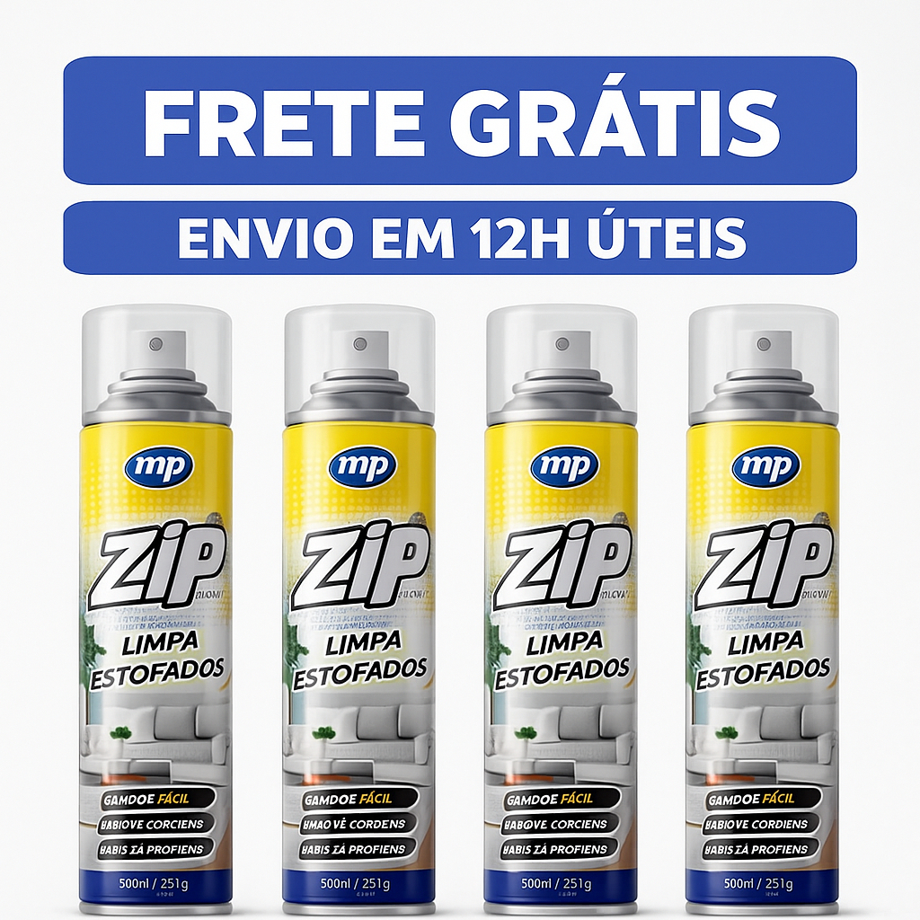 Kit Limpa a Seco Estofados Zip Clean Spray 300ml Limpeza Profunda Rápida Fácil Aeroflex 1/2/3/4