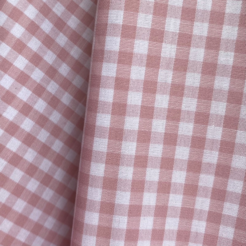 Tecido Tricoline Xadrez Pequeno 9xm Fio Tinto Vichy ROSÊ 100% Algodão 1,50 de largura