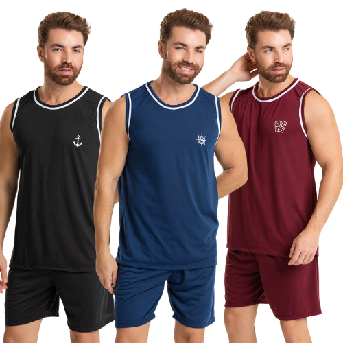Promoção Pijama Regata Sem Manga Masculino Adulto Malha Premium