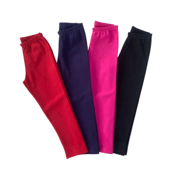 Kit de 4 Calças Leggings de Ribana Infantil Para Meninas 1 ao 14 Anos