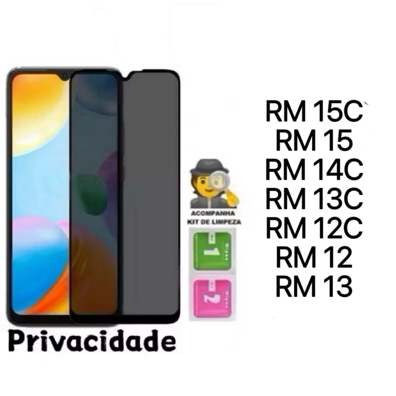 Película de vidro 3D Privacidade Anti Spy Para Xiaomi Redmi 15 15c 14c 13c 12c redmi14c redmi13c redmi12c redmi13 4G 5G