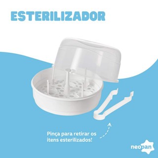 ESTERILIZADOR COM PINÇA A VAPOR PARA MICROONDAS MAMADEIRAS NEOPAN