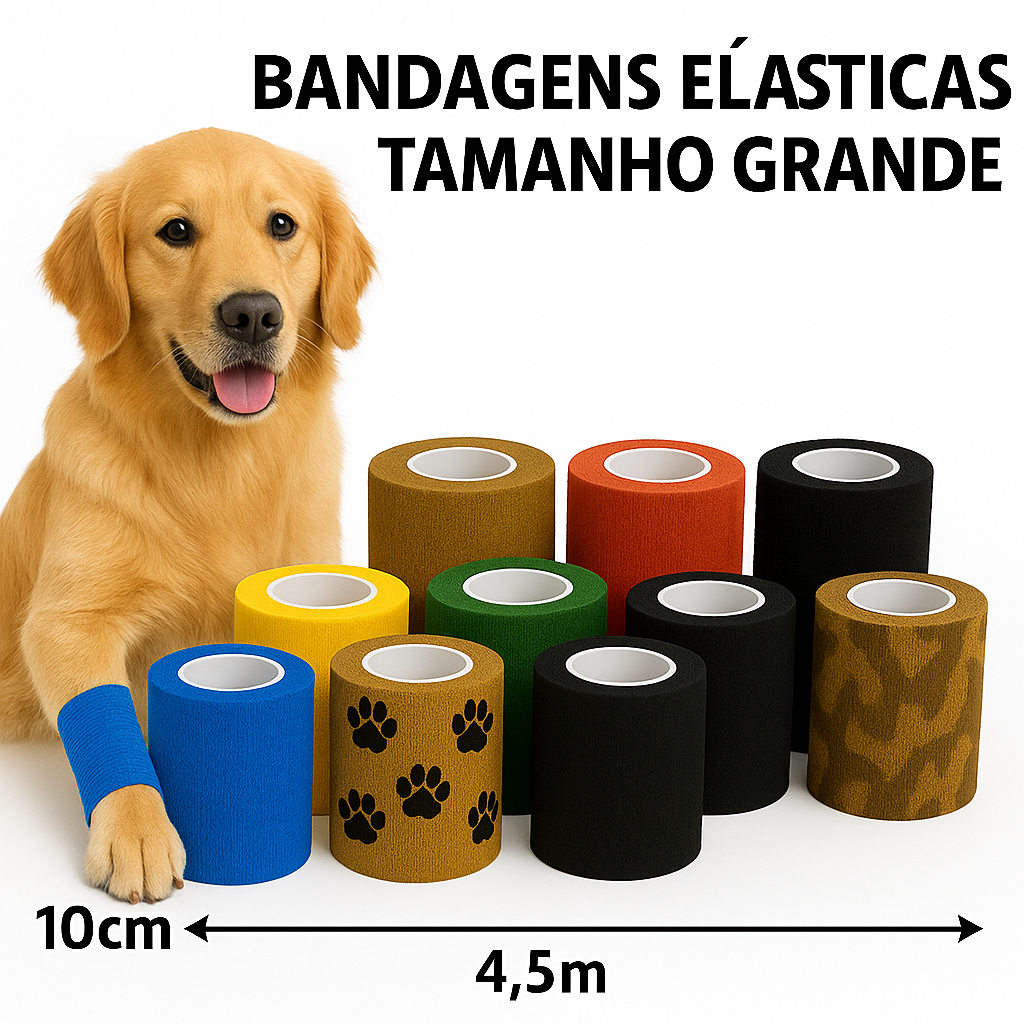 Bandagem adesiva para pets tattoo camuflagem patinhas tape Tamanho Grande 10cm x 4,5m