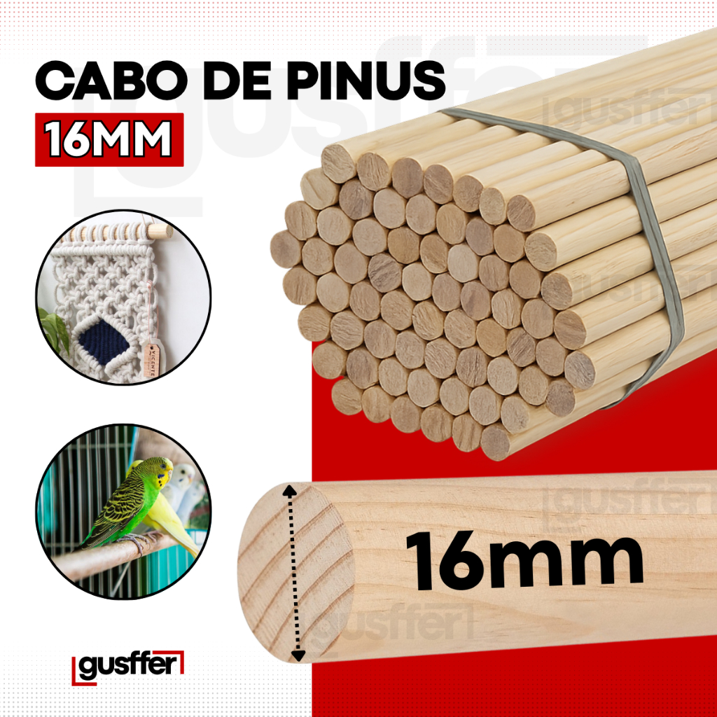 10 Cabos de Madeira Pinus 16mm Bastão Vareta Poleiro para Aves Artesanatos Banner Bandeira