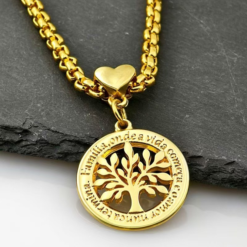 Conjunto Feminino Colar Árvore da Vida – Corrente Banhada a Ouro 18K