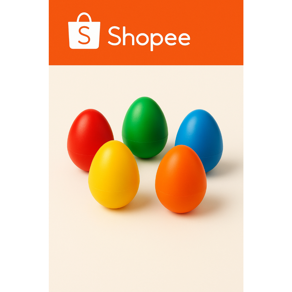 KIt com 5 ovinhos chocalho colorido percussão e musicalização infantil ganza maraca