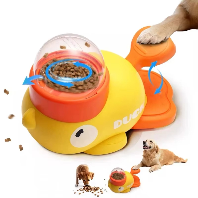 Brinquedo Interativo Pato Dispensador de Ração | Alimentador Tigela Lenta Divertida Para Cães e Gatos Petiscos e Ração