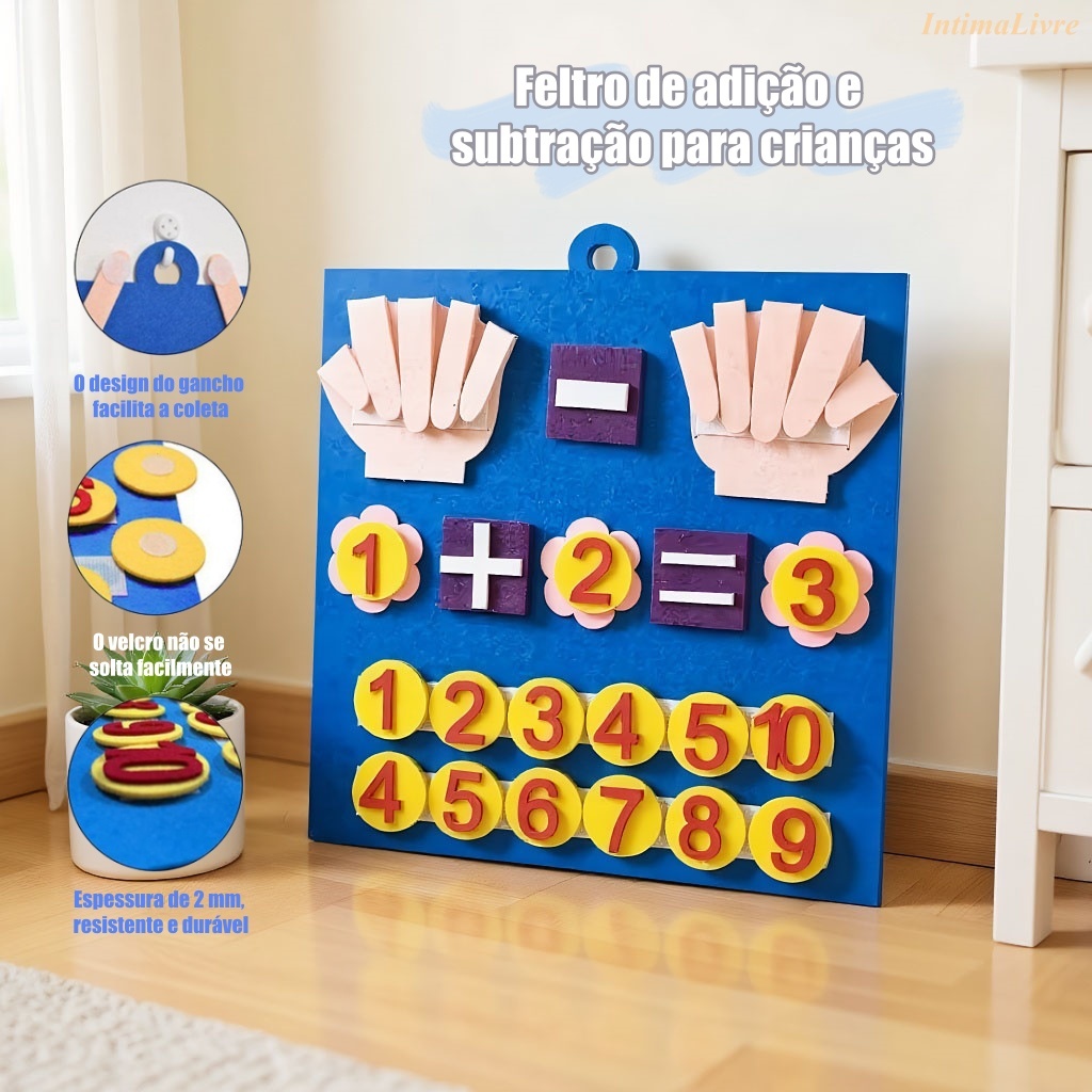 Brinquedos matemáticos 30x30cm acessórios infantis feltro números de dedos placa de feltro conjunto de histórias para