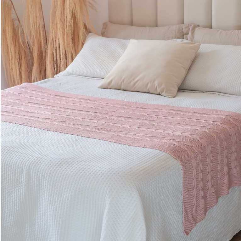 Manta Peseira Tricot Premium Decorativa Cama Sofá 1,80x0,60 Leve Aconchegante