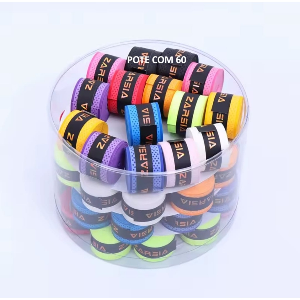 Overgrip Fita Super Grap Seca Raquete Beach Tennis Pote 60 Sortido e Preto