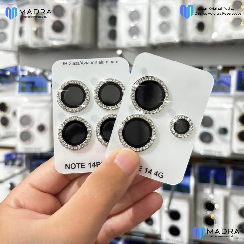 Kit Película Lente Câmera Brilho Brilhante Strass NOTE 14 4G / NOTE 14 5G / NOTE 14 PRO 4G  / NOTE 14 PRO 5G