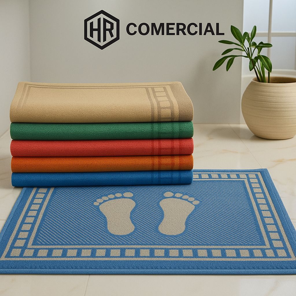 Kit 5 Pano De Piso Para Banheiro 70x45cm Alta Absorção - Cores Sortidas