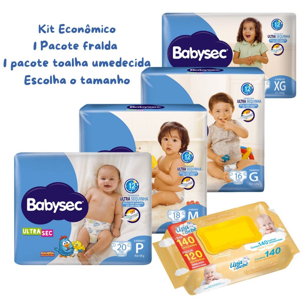 Kit Fralda Babysec Ultrasec + Toalhas Upa Bebê | Conforto e Proteção Diária
