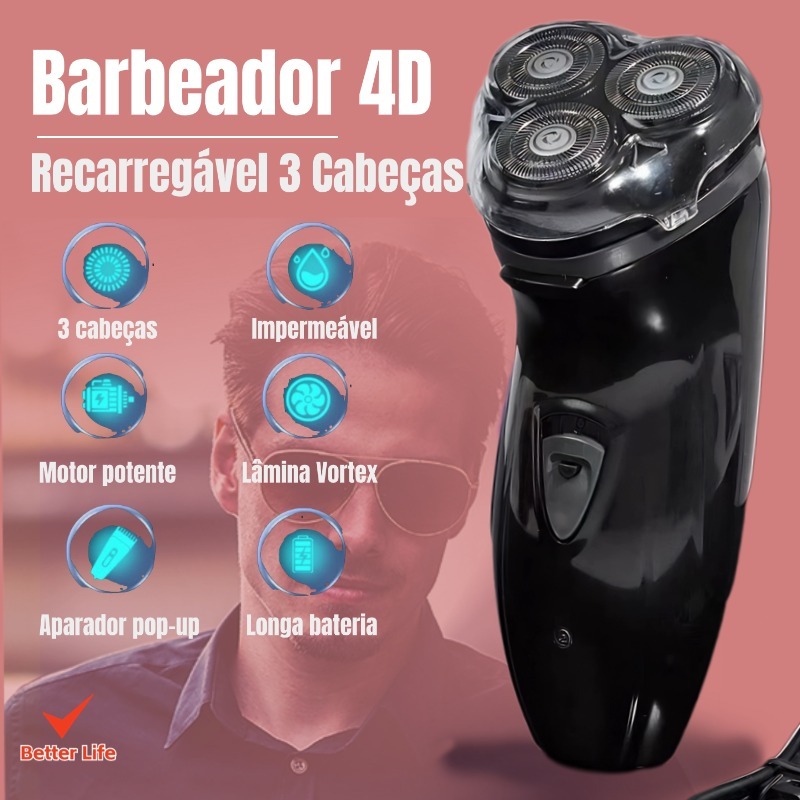 Barbeador Elétrico Homens Prova d'água Recarregável 220V De Três Cabeças, presente dia dos namorados para homem