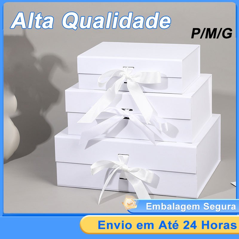 Caixa Presente Dobravél Rígida De Papel Diversos Tamanhos Cetim Cores Á Escolher 1 Unidade